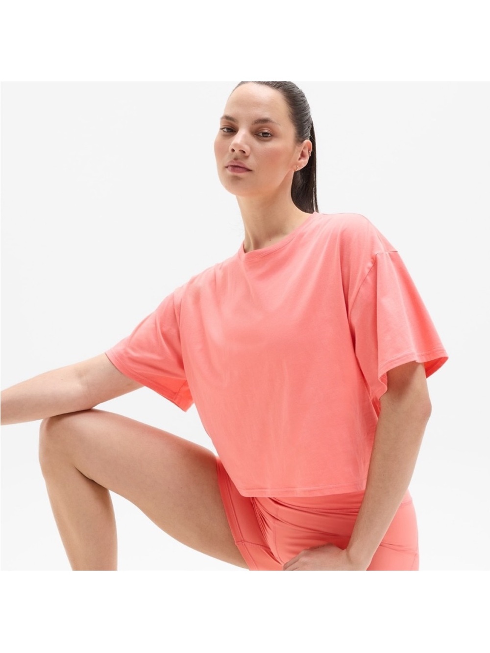 Athleta Coral 🧡 Crop Boxy Tee